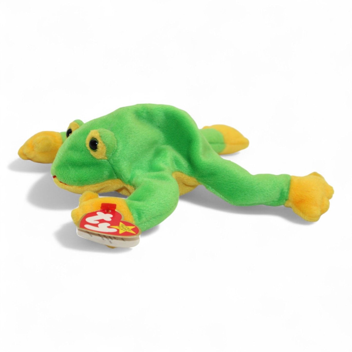 Ty Beanie Baby Retired 1997 Smoochy The Frog Plush Toy Green & Yellow Collectible
