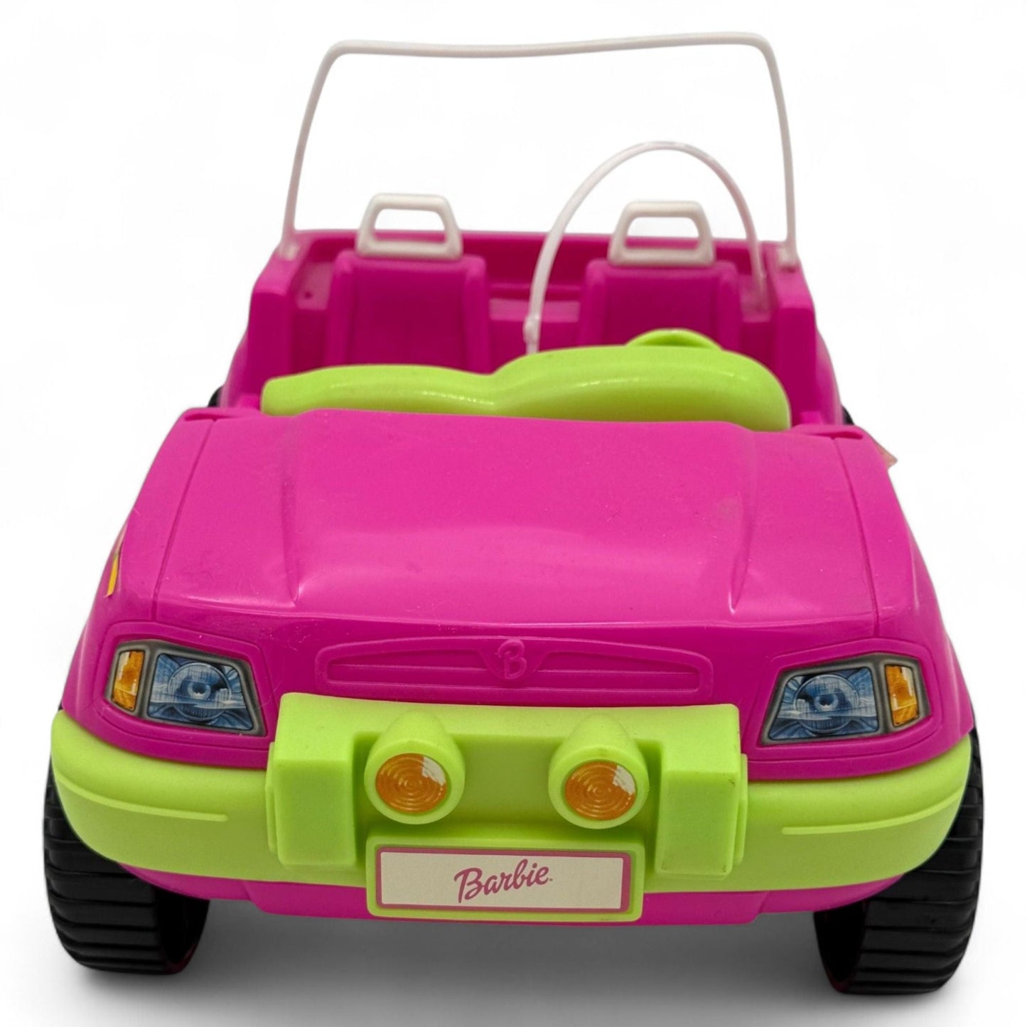 1999 Barbie Jeep Wrangler Convertible in pink and green with Goodyear tires