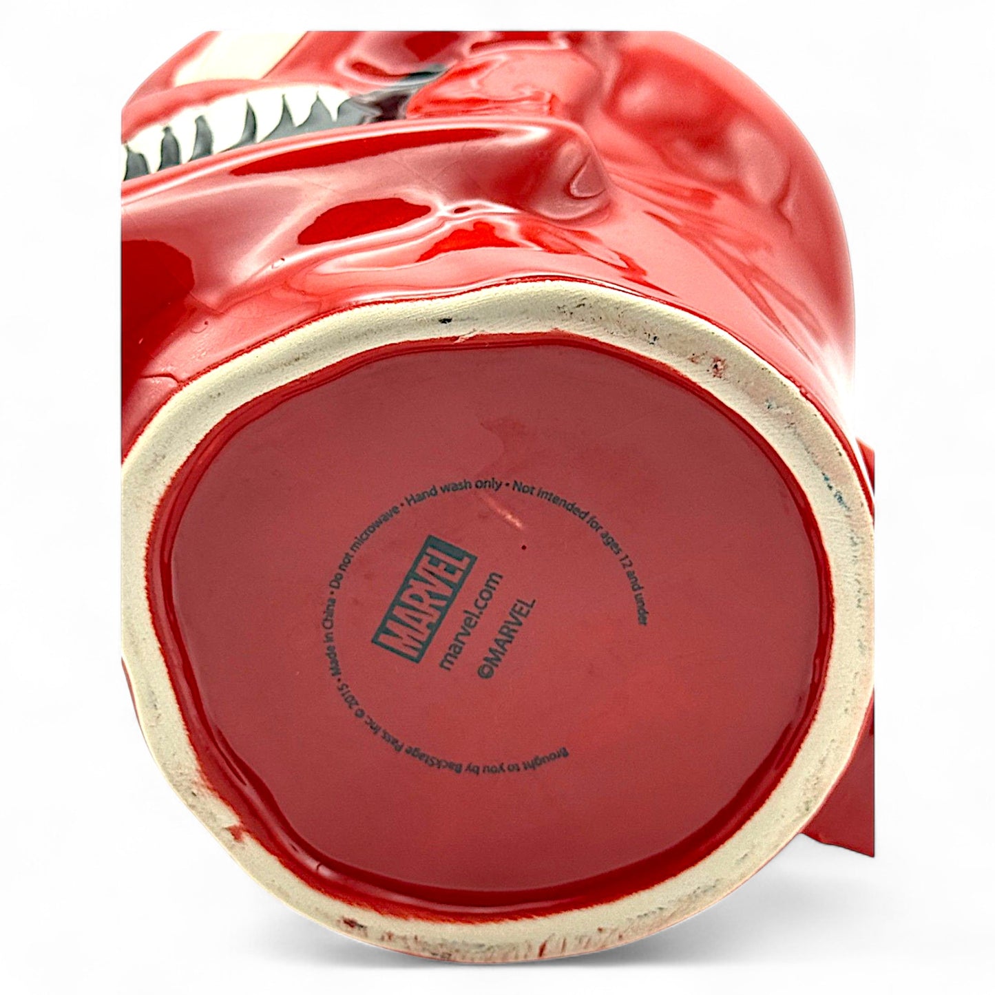Bottom view of Carnage Marvel mug showing official Marvel branding and product details