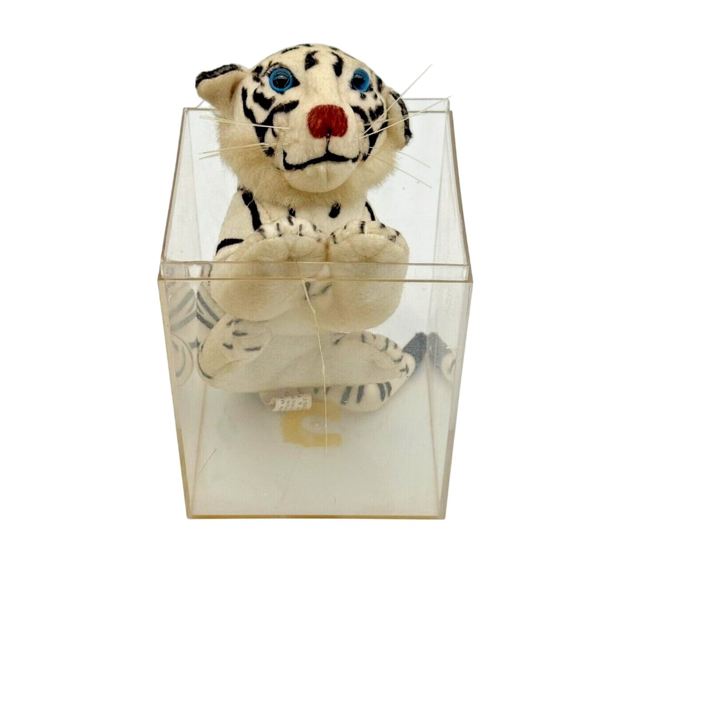 Goffa White Tiger Plush Stuffed Animal Blue Eyes Striped Vintage Toy