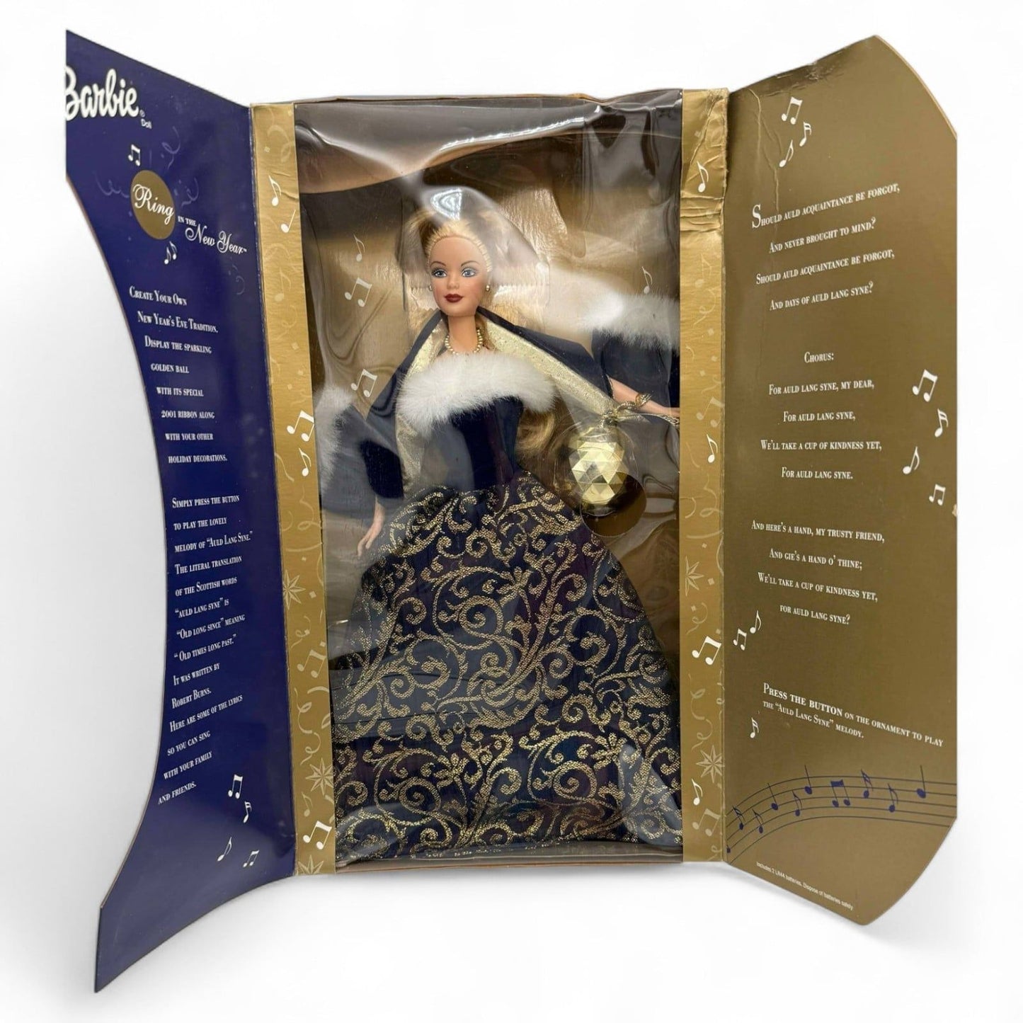 Barbie "Ring In The New Year" Collector Doll In Damaged Gold & Blue Box