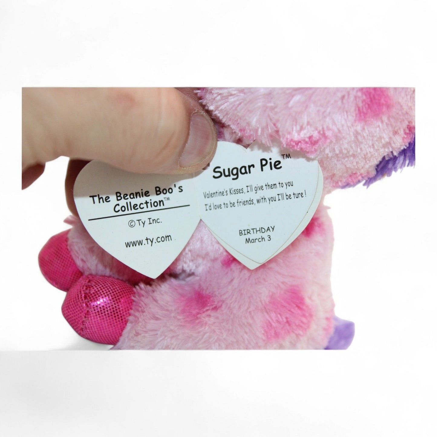 Ty Beanie Boos Sugar Pie Valentines Day Unicorn Plush 6" Pink & Purple Cute Collectible