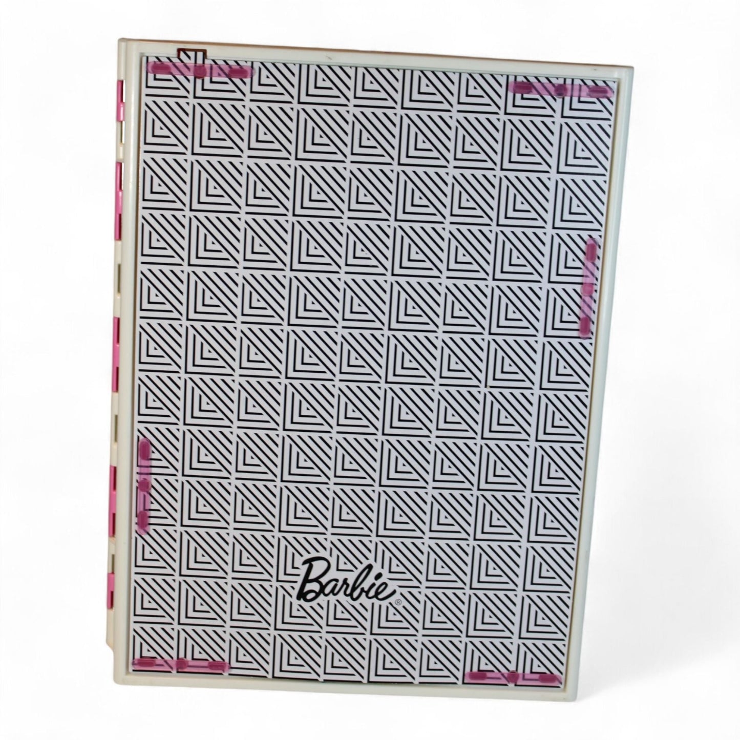 Back view of Barbie Fashionista Closet Playset with geometric pattern