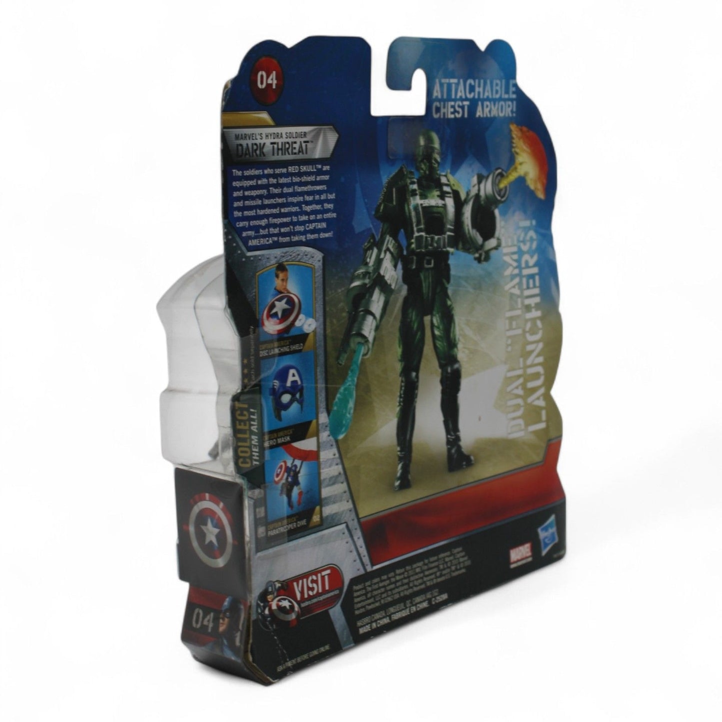 This Marvel Studios Captain America: The First Avenger Dark Threat Hydra Soldier figure includes detachable armor and missile-firing accessories.
