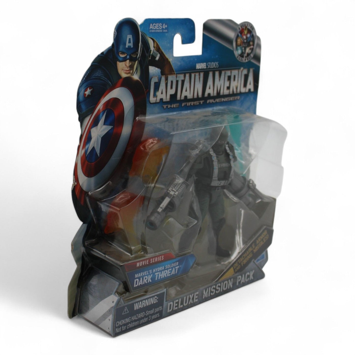 This Marvel Studios Captain America: The First Avenger Dark Threat Hydra Soldier figure includes detachable armor and missile-firing accessories.
