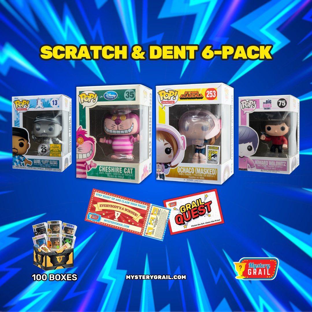 Funko Pop figures with Grail Quest and Prize Shop cards