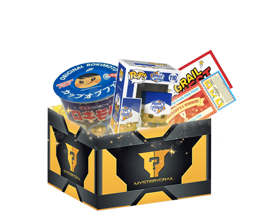 Mystery Grail box with Funko Pop and Rokimoto