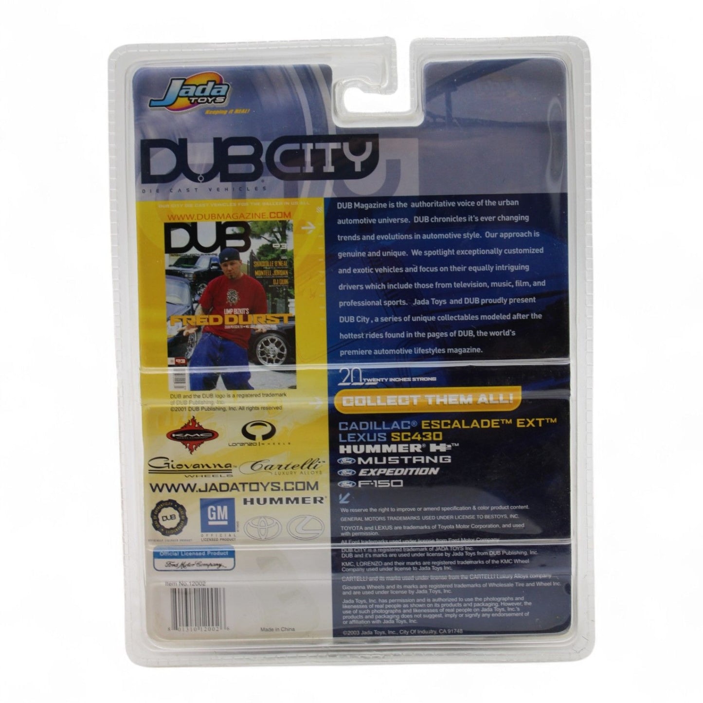 Jada Toys Dub City toy car packaging with branding and product details.