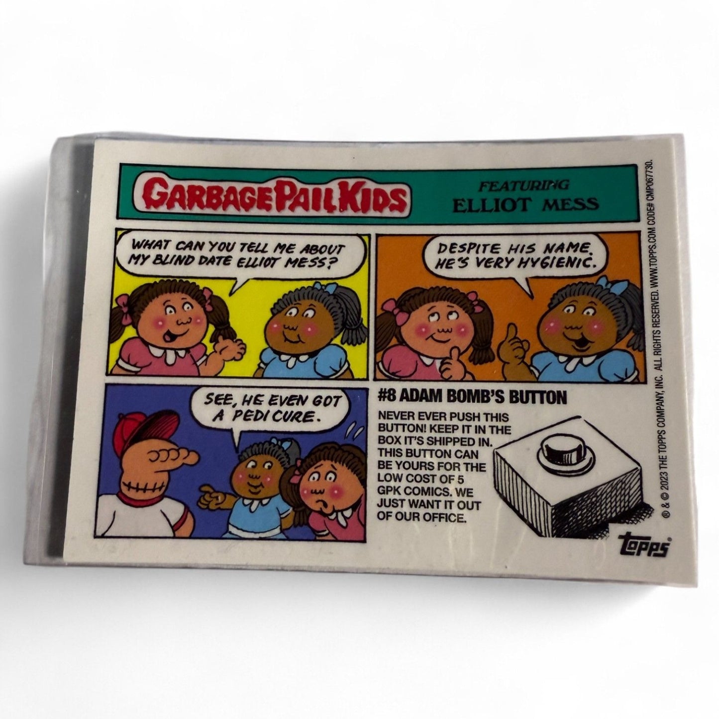 Garbage Pail Kids Trading Card #8 Gnawing Nora Featuring Elliot Mess