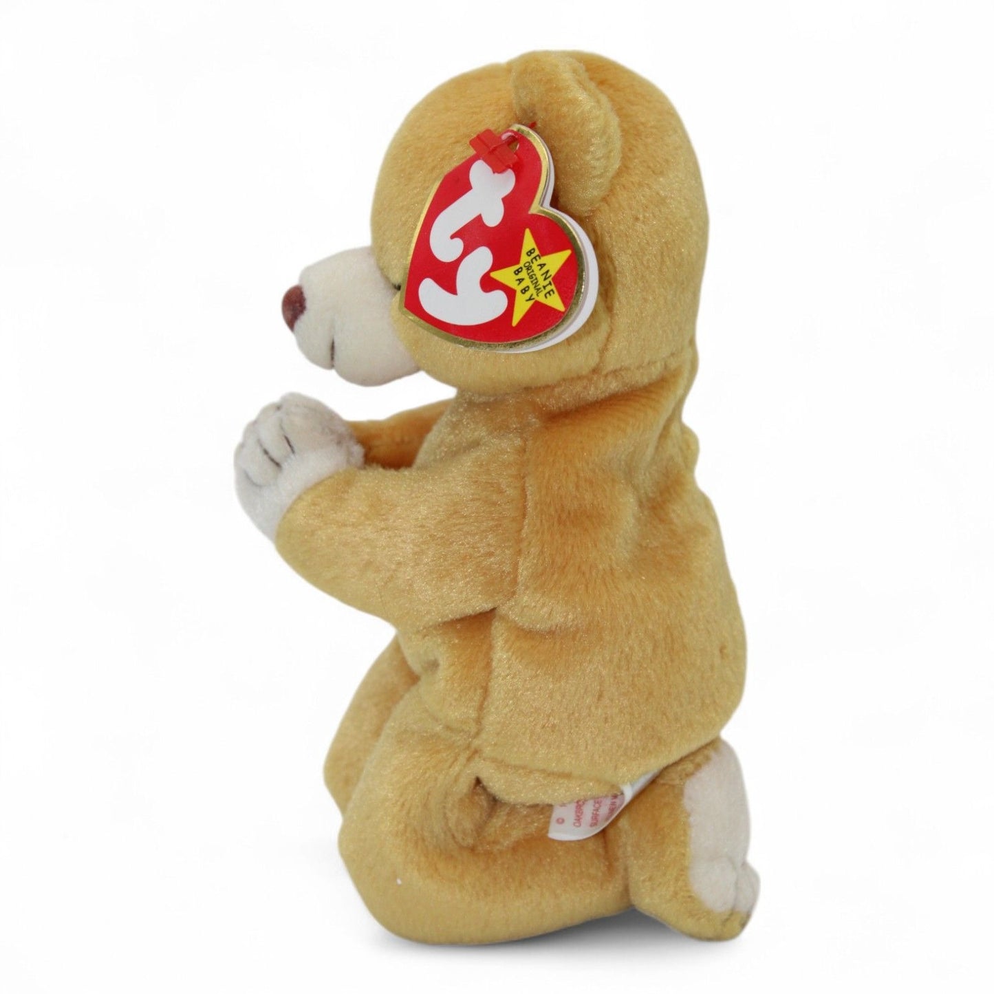 Ty Beanie Baby Hope Praying Bear Plush Toy 1998 Soft Collectible Tan Stuffed Animal 7"