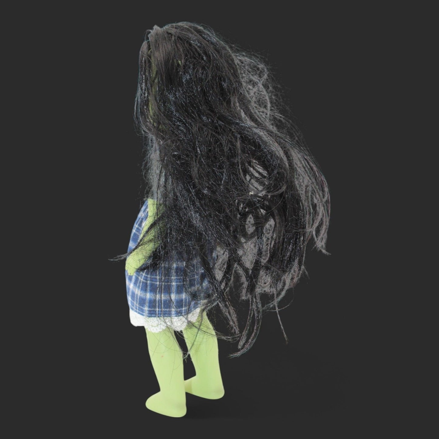 Living Dead Dolls Series 14 Dee K. Zombie Doll 10" Green Skin Plaid Dress Missing Accessories