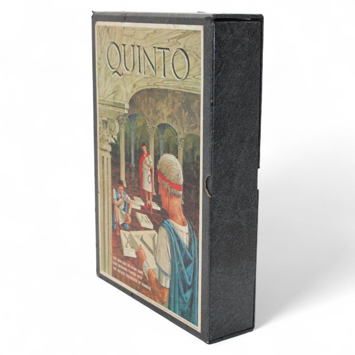 Vintage 1964 Quinto board game by 3M, complete with original pieces, score sheets, and instructions, in excellent pre-owned condition.