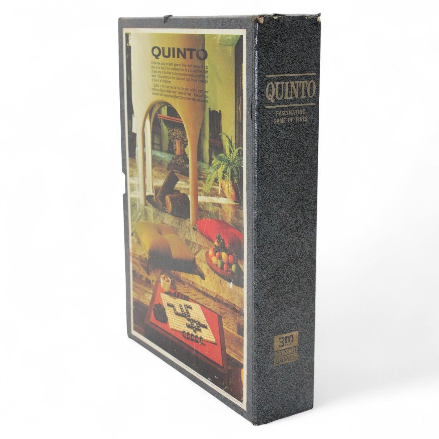 Vintage 1964 Quinto board game by 3M, complete with original pieces, score sheets, and instructions, in excellent pre-owned condition.
