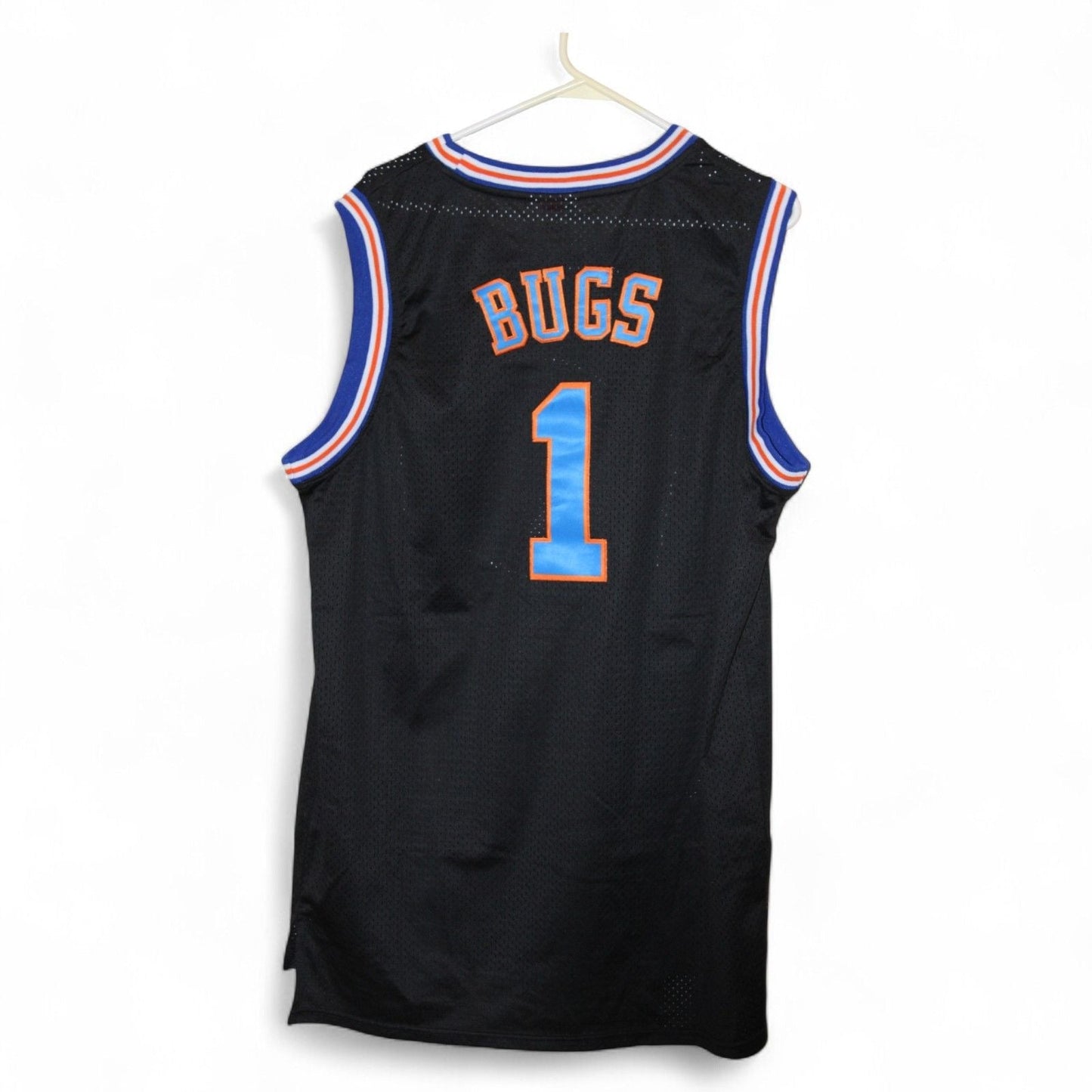 Back view of Space Jam Bugs #1 Tune Squad Black Basketball Jersey showing Bugs #1
