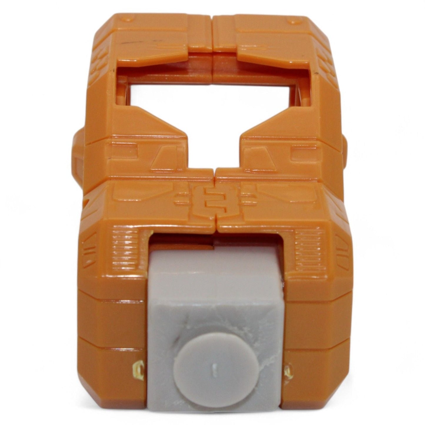 Close-up of orange left arm part for Transformers Unicron