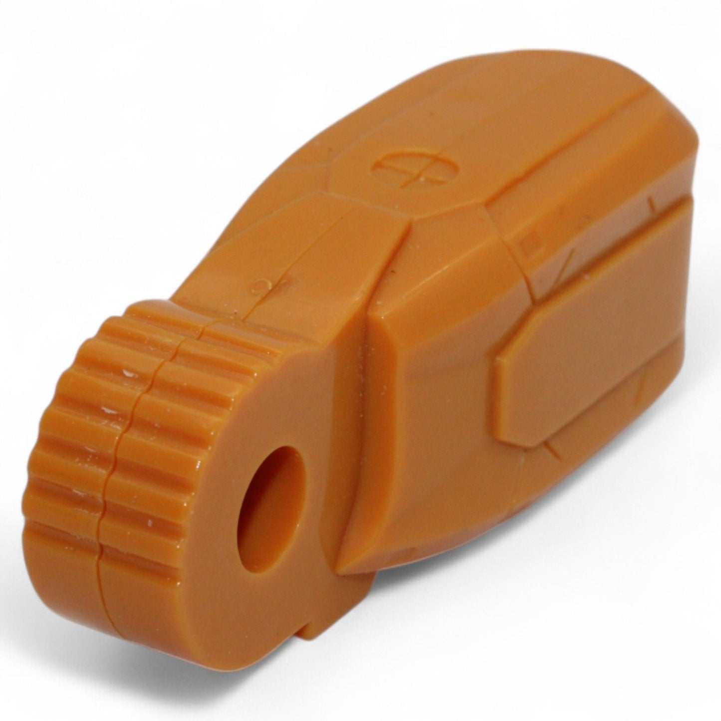 Detailed view of brown thigh replacement part for Transformers Unicron