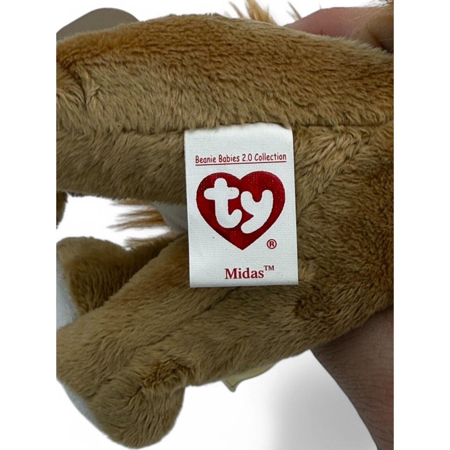 Ty Beanie Babies 2.0 Midas Lion Plush with Tag – Soft Stuffed Animal with Mane – “Play Online” Tag – Collectible TY Plush Toy