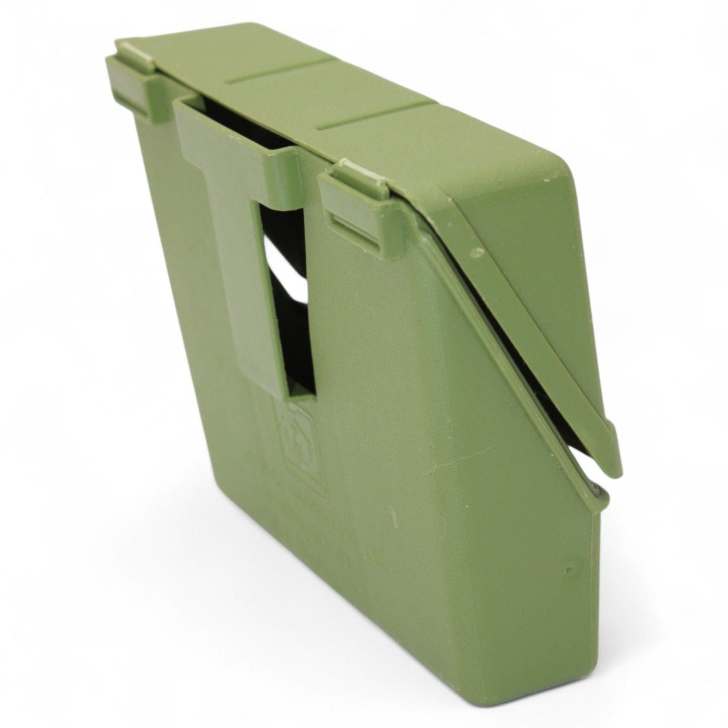 Open G.I. Joe green belt case showing interior