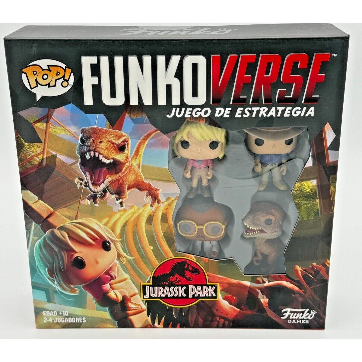 Funko Pop! Funkoverse Jurassic Park Juego De Estrategia Español Nuevo Sellado 2-4 Jugadores Figuras: Dr. Grant Ellie Arnold Raptor