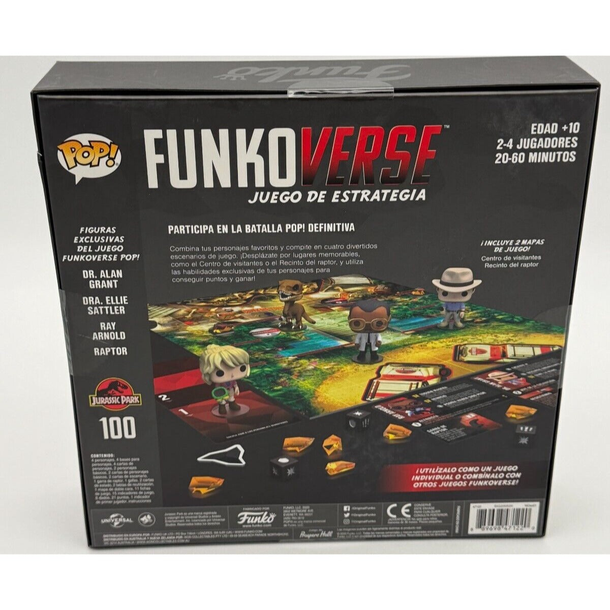 Funko Pop! Funkoverse Jurassic Park Juego De Estrategia Español Nuevo Sellado 2-4 Jugadores Figuras: Dr. Grant Ellie Arnold Raptor