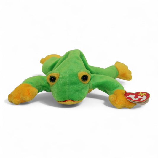 Ty Beanie Baby Retired 1997 Smoochy The Frog Plush Toy Green & Yellow Collectible