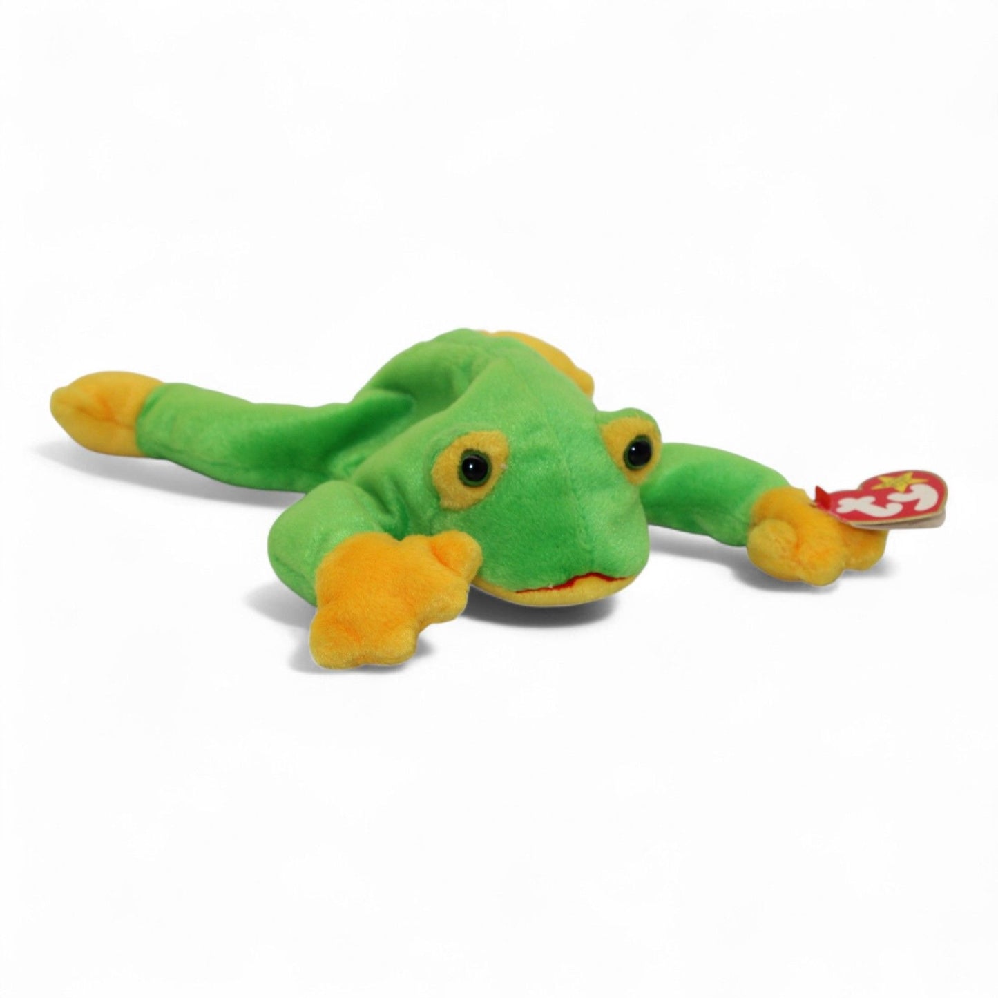 Ty Beanie Baby Retired 1997 Smoochy The Frog Plush Toy Green & Yellow Collectible