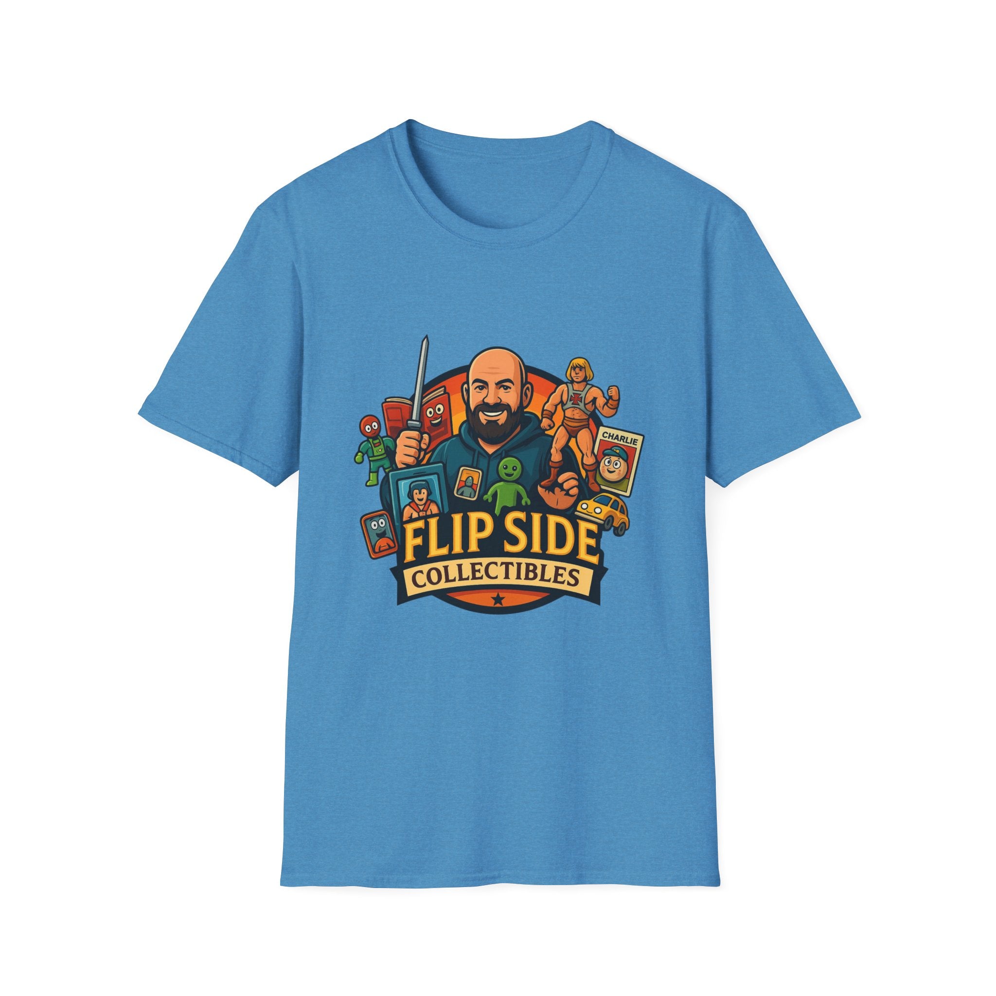 Flip Side Collectibles Unisex Softstyle T-Shirt | Graphic Tee, Casual Wear, Vintage Style, Gift for Collectors, Fun T-ShirtPrintifyT-ShirtSHeather SapphireCottonCrew neckDTG8