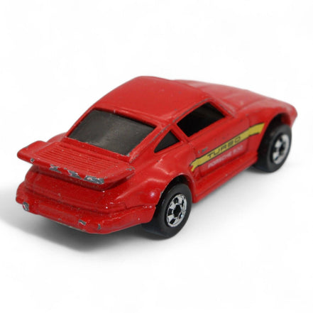 Rear view of 1989 Hot Wheels Porsche 930 Turbo red diecast