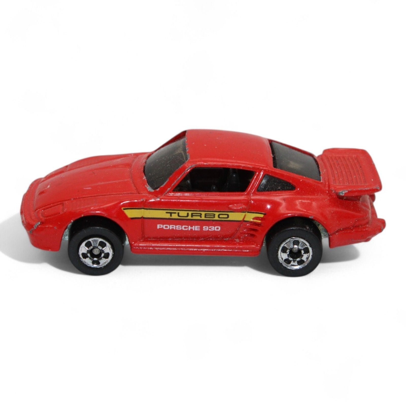 1989 Hot Wheels Porsche 930 Turbo red model car side angle