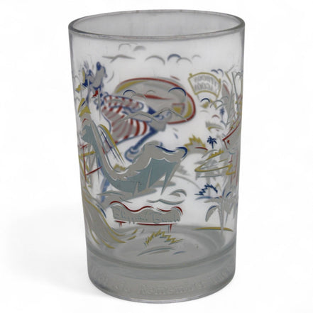 Detailed view of Typhoon Lagoon design on Disney collectible glass