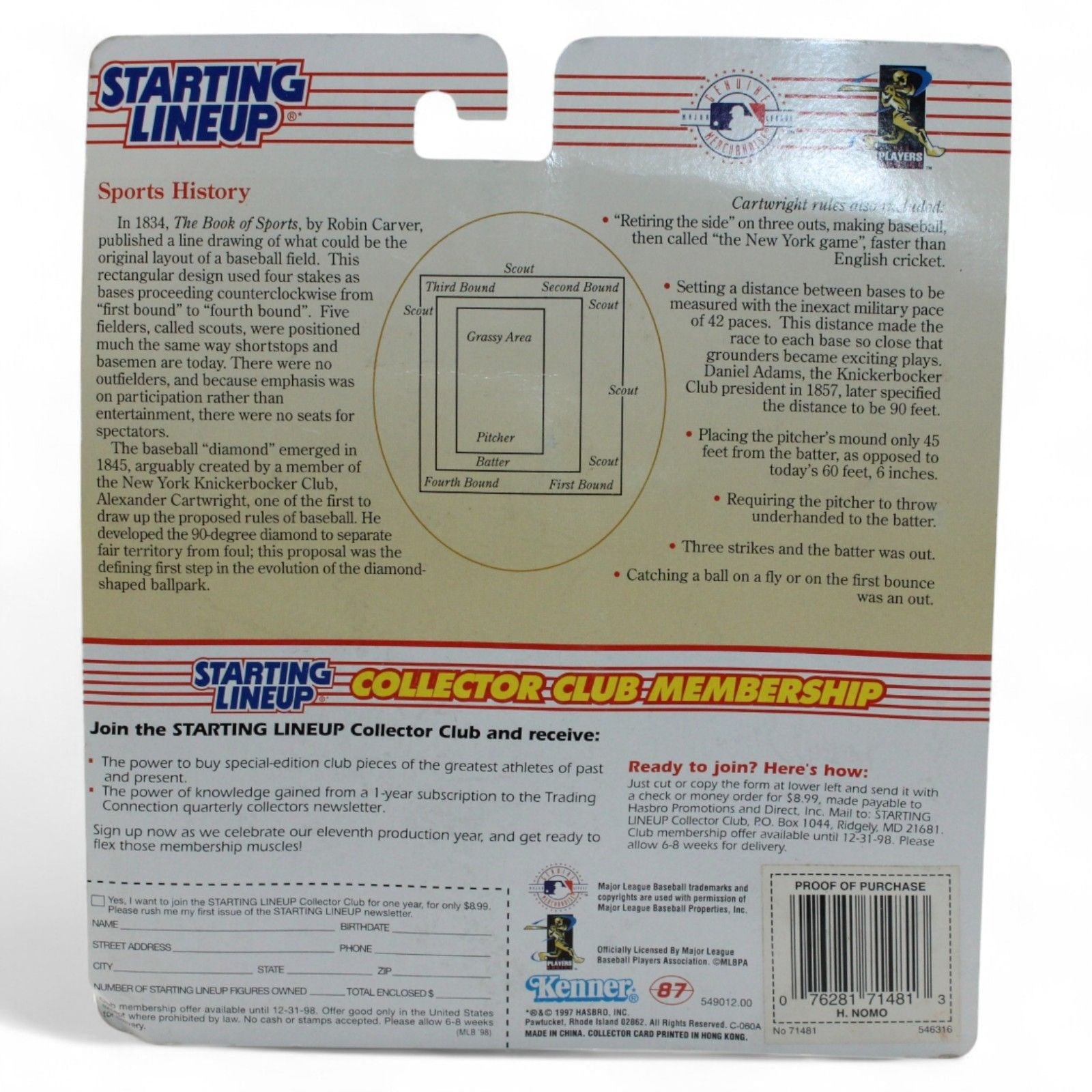 Back view of Starting Lineup 1998 Edition packaging