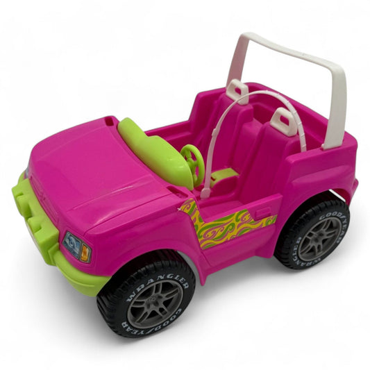 1999 Barbie Jeep Wrangler Convertible in pink and green with Goodyear tires