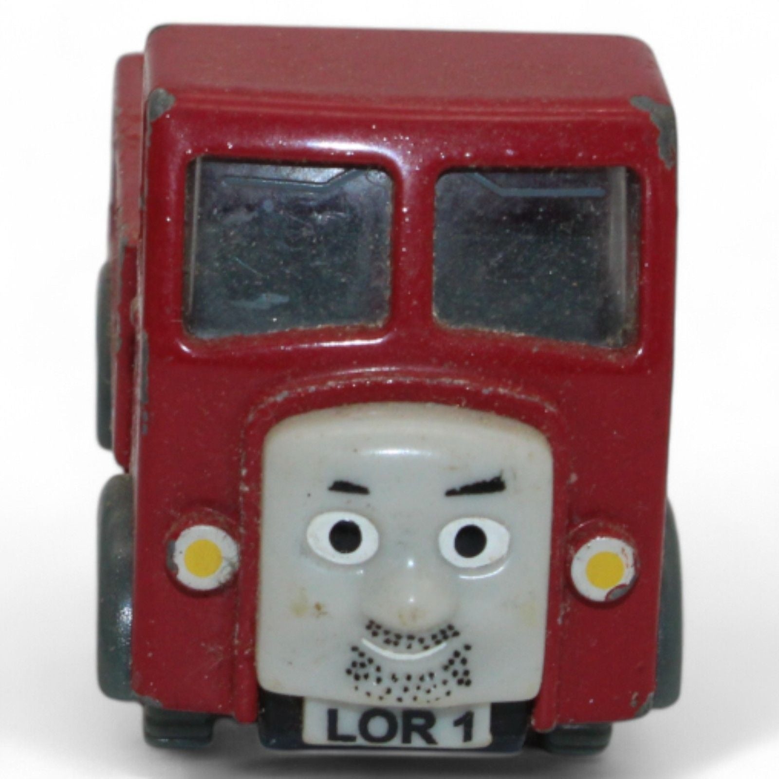 Front view of vintage Thomas Train red lorry truck collectible