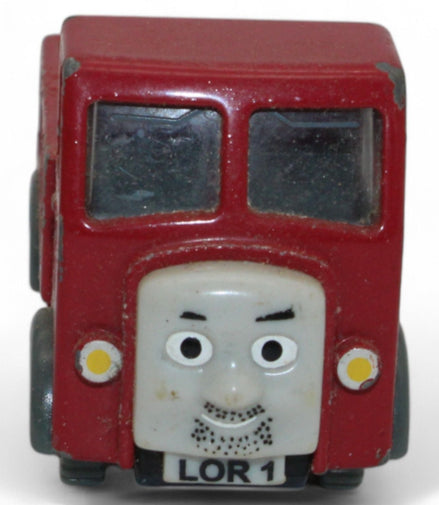 Front view of vintage Thomas Train red lorry truck collectible