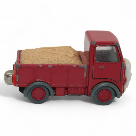 Rear view of vintage Thomas Train red lorry truck with load