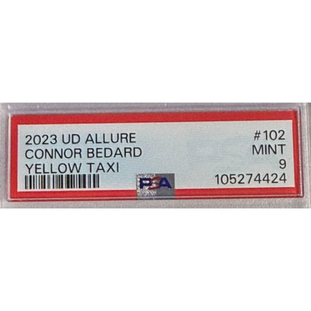 2023 UD Allure Connor Bedard Rookie Card 102 PSA 9 Mint – Yellow Taxi - Flip Side CollectiblesSports CardUpper Deck
