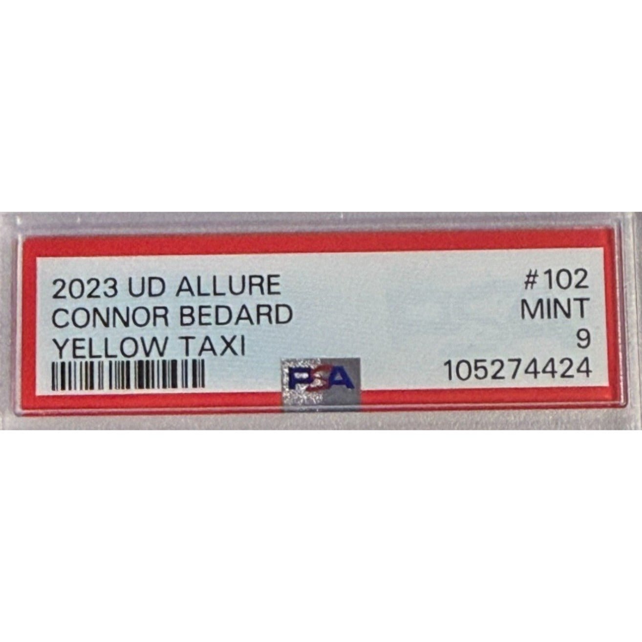 2023 UD Allure Connor Bedard Rookie Card 102 PSA 9 Mint – Yellow Taxi - Flip Side CollectiblesSports CardUpper Deck