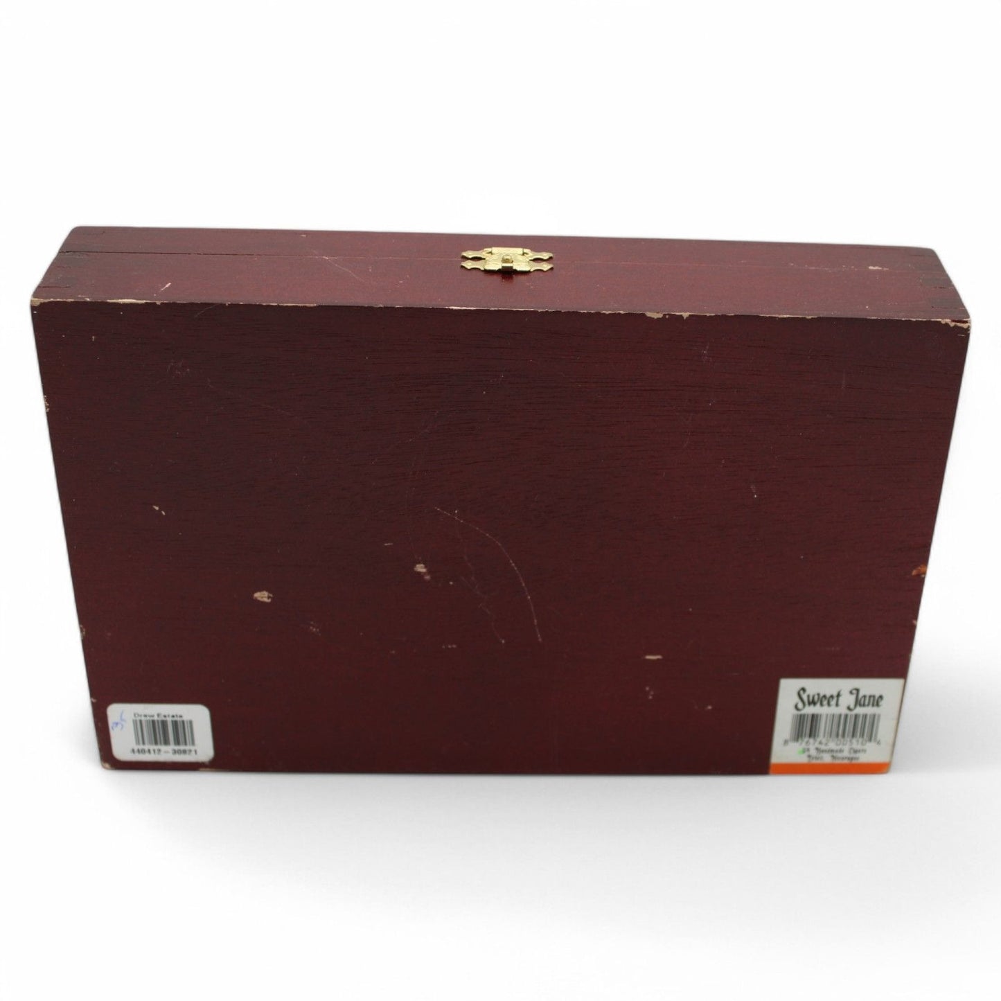 Deadwood Sweet Jane Wooden Cigar Box With Hinged Lid & Gold Skull Design