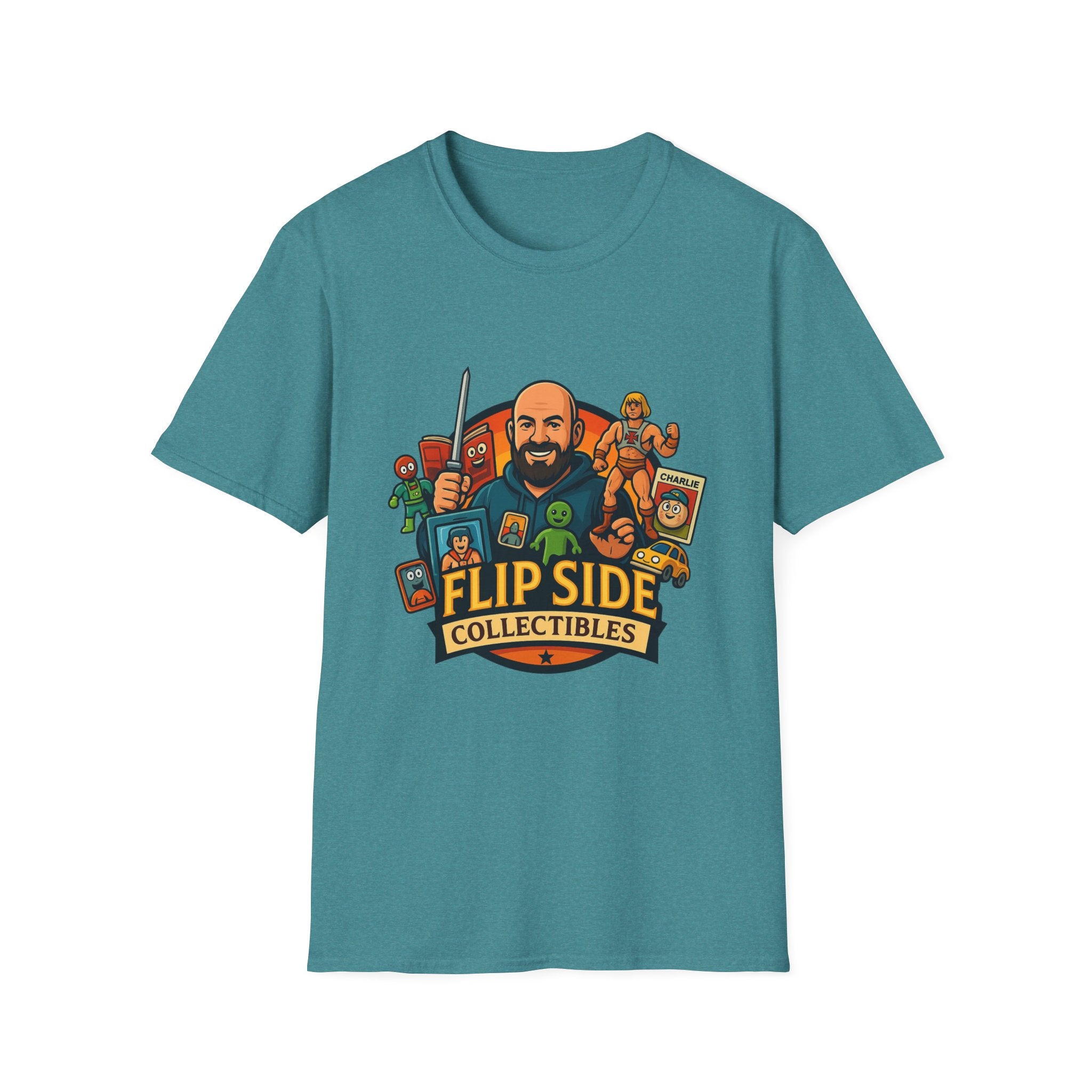Flip Side Collectibles Unisex Softstyle T-Shirt | Graphic Tee, Casual Wear, Vintage Style, Gift for Collectors, Fun T-ShirtPrintifyT-ShirtSHeather Galapagos BlueCottonCrew neckDTG7