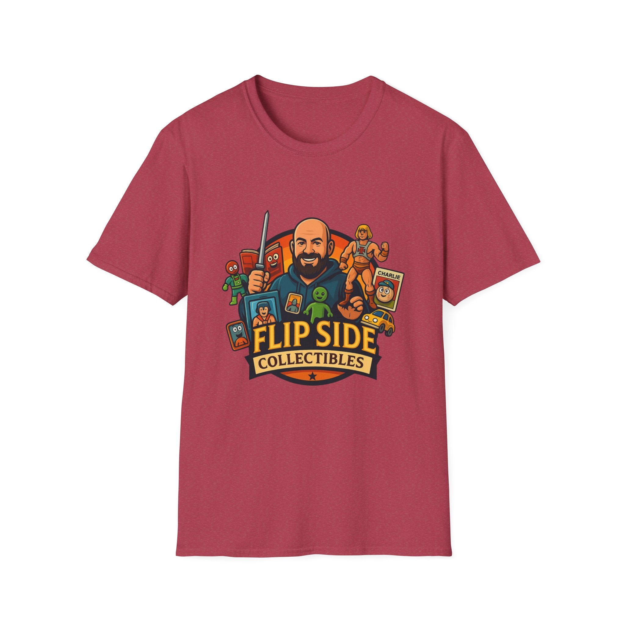 Flip Side Collectibles Unisex Softstyle T-Shirt | Graphic Tee, Casual Wear, Vintage Style, Gift for Collectors, Fun T-ShirtPrintifyT-ShirtSHeather CardinalCottonCrew neckDTG12