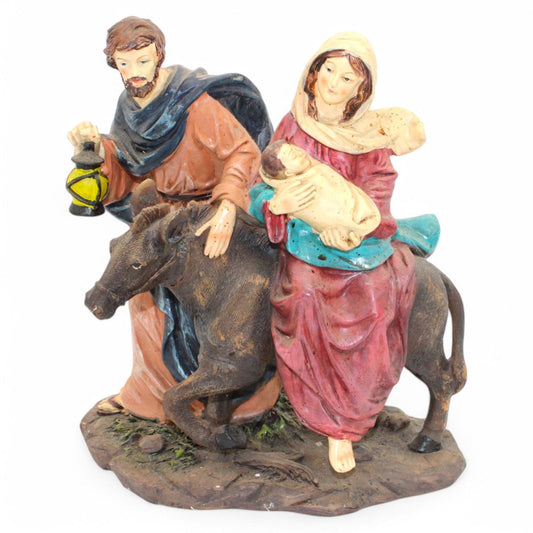 Holy Family ‘Flight Into Egypt’ Resin Sculpture with Mary, Joseph & Donkey