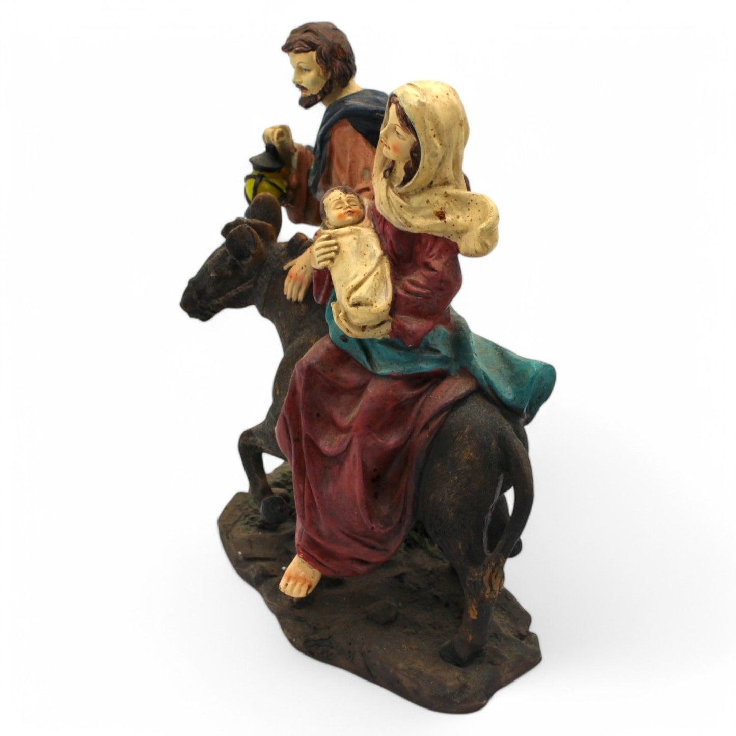 Holy Family ‘Flight Into Egypt’ Resin Sculpture with Mary, Joseph & Donkey