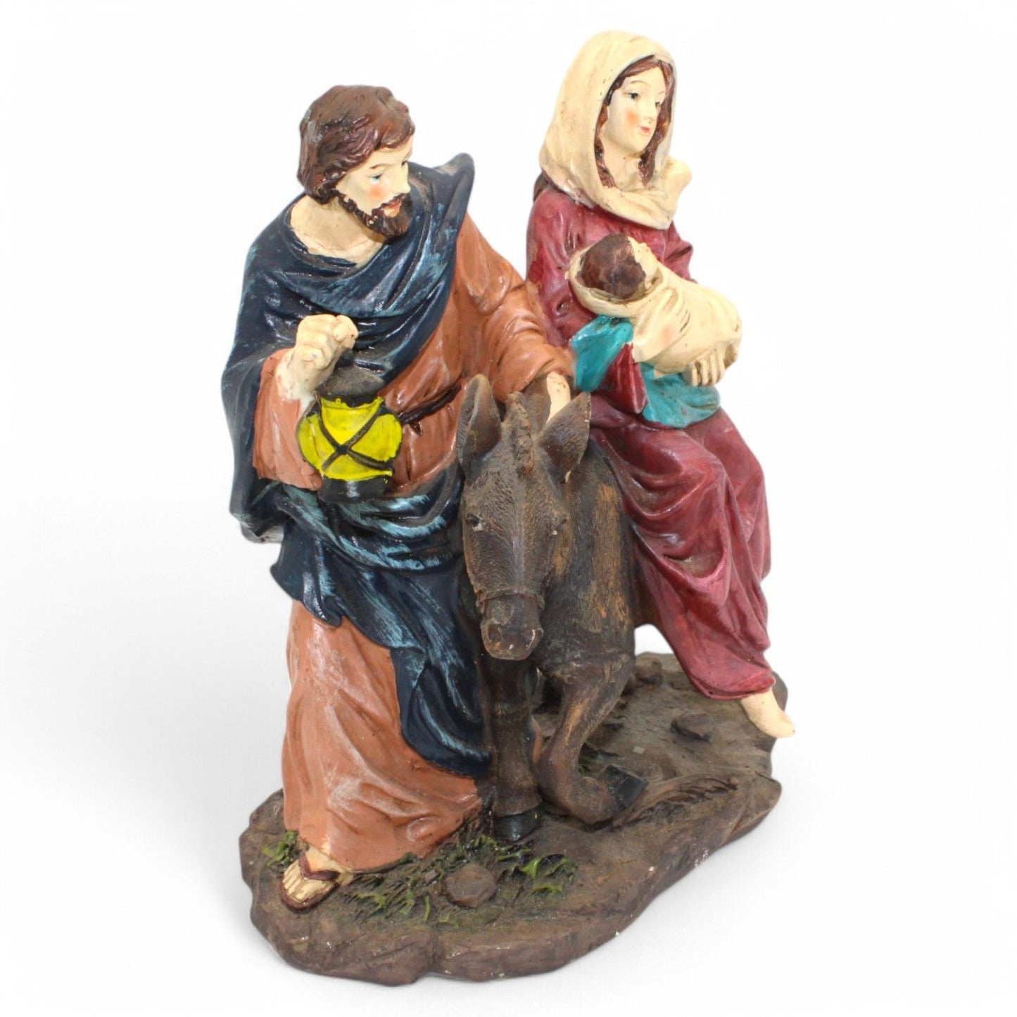 Holy Family ‘Flight Into Egypt’ Resin Sculpture with Mary, Joseph & Donkey
