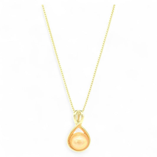 Elegant 925 Sterling Silver Pink Pearl Pendant Necklace 18" Box Chain