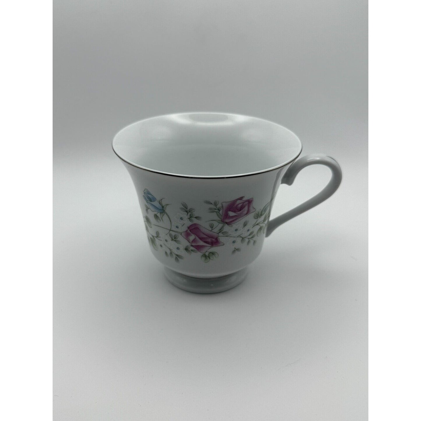 Vintage Tangshan China Teacup – Pink & Blue Roses – Made in China – Floral
