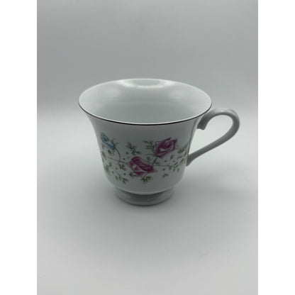 Vintage Tangshan China Teacup – Pink & Blue Roses – Made in China – Floral