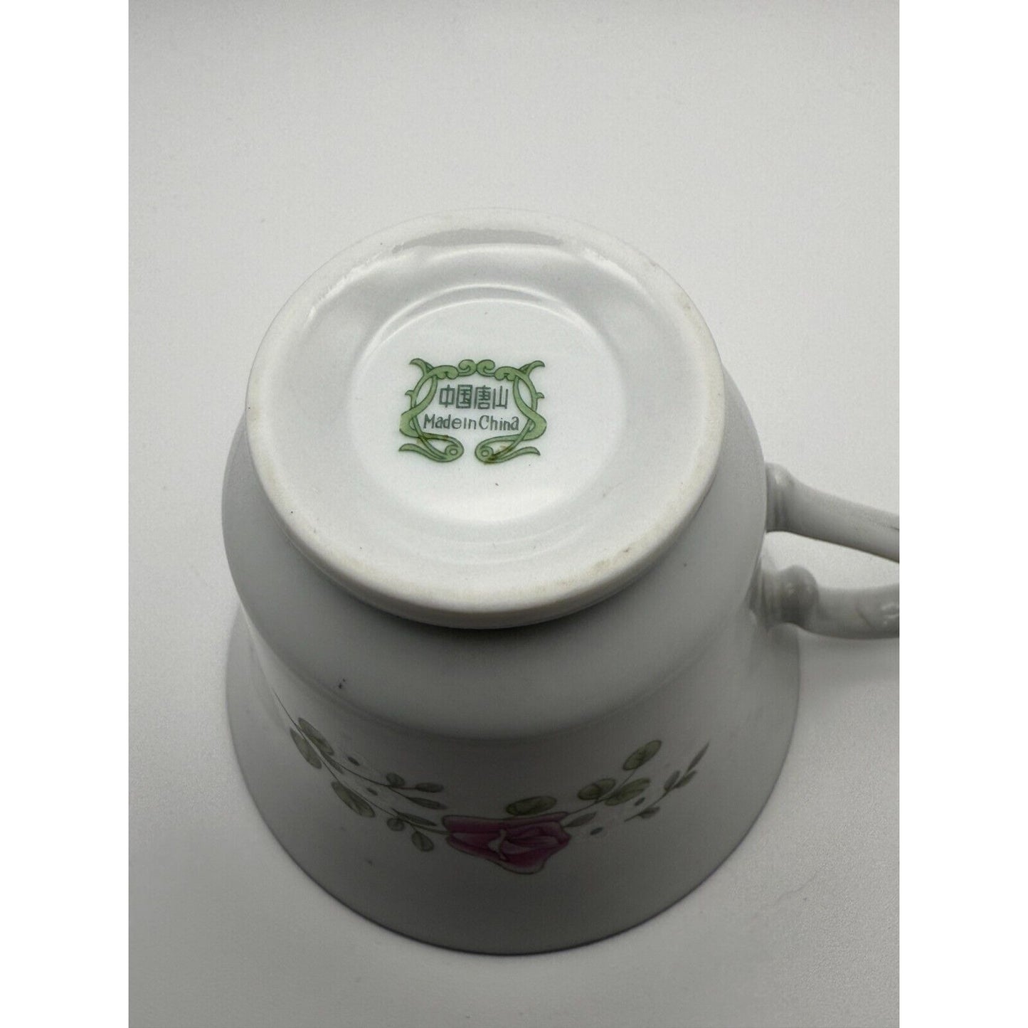 Vintage Tangshan China Teacup – Pink & Blue Roses – Made in China – Floral