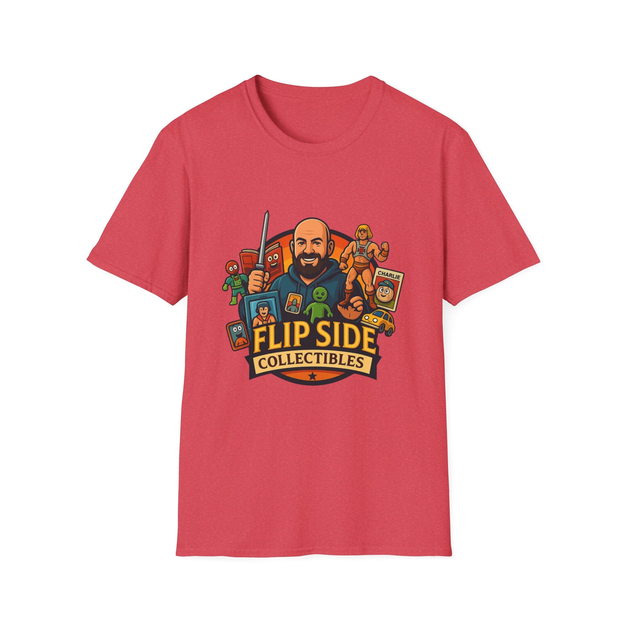 Flip Side Collectibles Unisex Softstyle T-Shirt | Graphic Tee, Casual Wear, Vintage Style, Gift for Collectors, Fun T-ShirtPrintifyT-ShirtSHeather RedCottonCrew neckDTG10