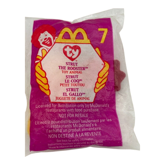 Ty Beanie Baby Strut The Rooster McDonalds Teenie Beanie Baby 1997 Sealed #7 Vintage Collectible Plush Toy