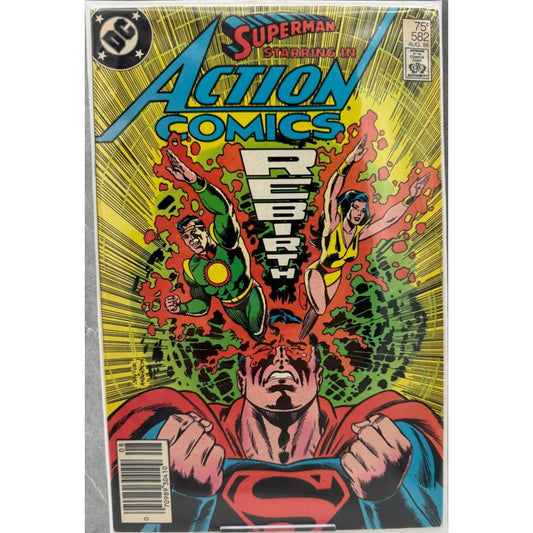Action Comics #582 Superman Rebirth DC Comics Newsstand August 1986 Bronze Age
